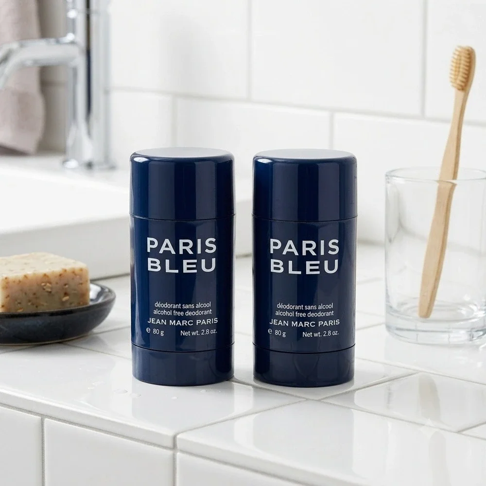 Jean Marc Paris Bleu Deodorant Mens 2.8oz Blue New Lot of 2 Alcohol Free Stick